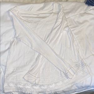 Cute White Embroidered long sleeve top